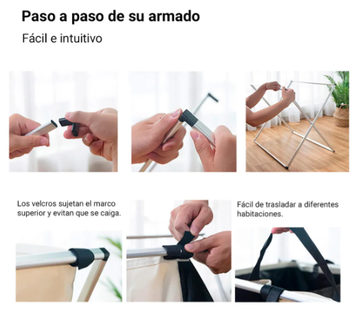 Cesto Triple Para Ropa - Aluminio